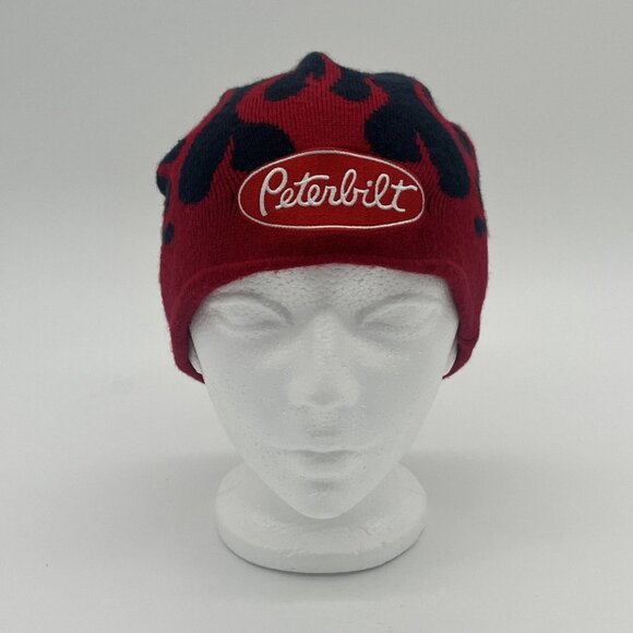 Peterbilt Trucks Knit Beanie Stocking Cap With Flames & Embroidered Patch - Picture 3 of 6